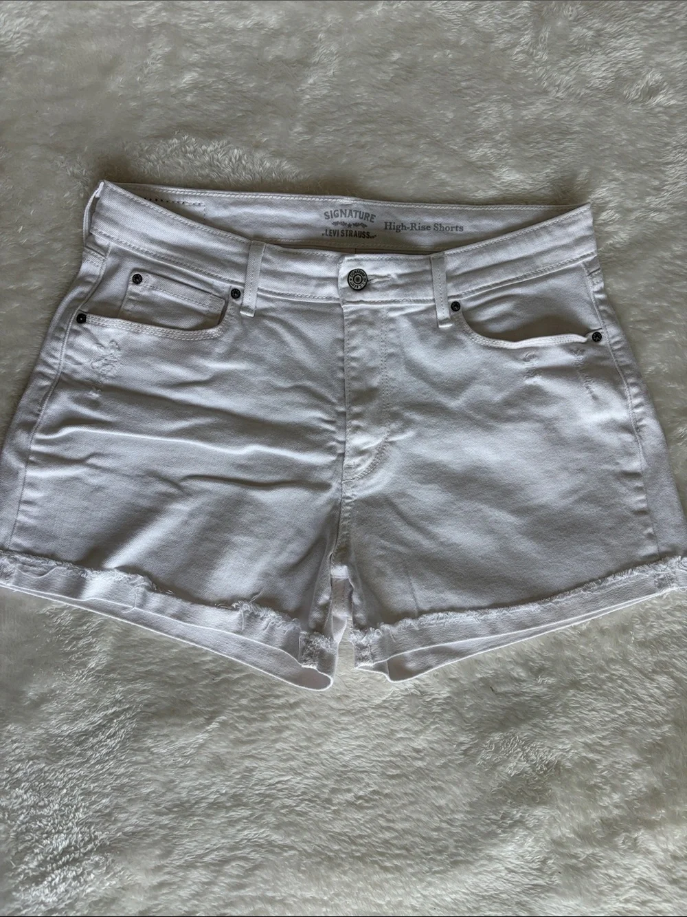 Signature by Levi Strauss High Rise Distressed Denim Shorts | Size 12 W31